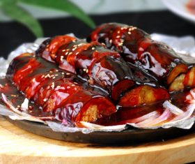 Delicious iron plate braised eggplant Stock Photo 10