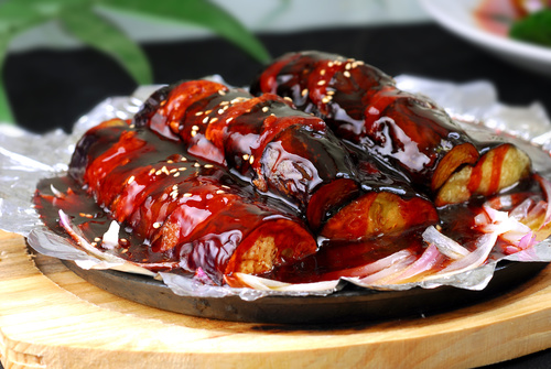 Delicious iron plate braised eggplant Stock Photo 10