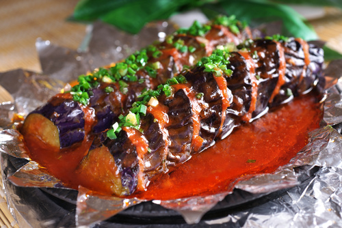 Delicious iron plate braised eggplant Stock Photo 11