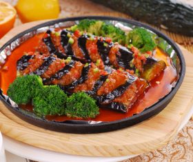 Delicious iron plate braised eggplant Stock Photo 12