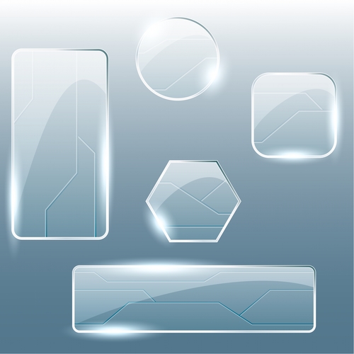 Different shape glass plates vector
