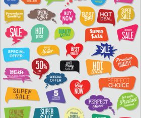 Different shape sale labels design vector