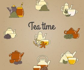 Different tea service vector material