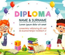 Diploma template with kids vectors 03