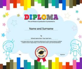 Diploma template with kids vectors 04