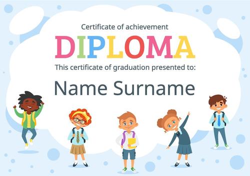 Diploma template with kids vectors 05