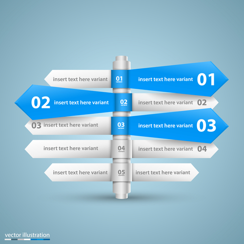 Direction list with options Infographic vector 05