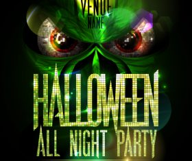 Disco Monster Halloween Party Poster green vector