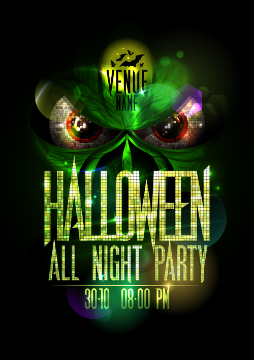 Disco Monster Halloween Party Poster green vector