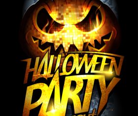 Disco Pumpkin Head Halloween Party Poster moon vector