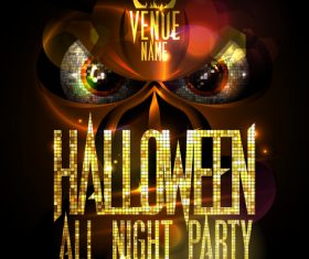 Disco Pumpkin Head Halloween Party Poster orange vector