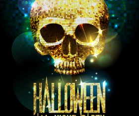 Disco Skull Halloween Party Poster gold vector