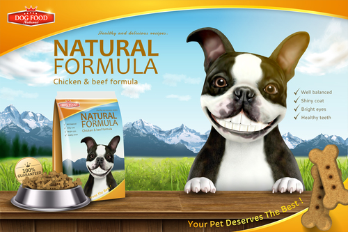 Dog food poster template vector