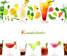 Drink seamless borders vector