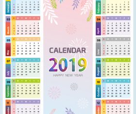 Elegant 2019 calendar template vector 02