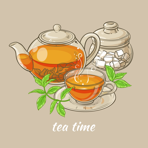 Elegant tea background design vectors 05