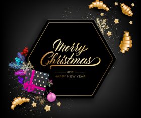Exquisite black charistmas card design vector 01