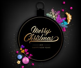 Exquisite black charistmas card design vector 02