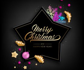 Exquisite black charistmas card design vector 03