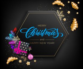 Exquisite black charistmas card design vector 05