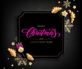 Exquisite black charistmas card design vector 08