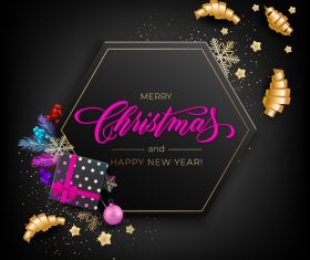 Exquisite black charistmas card design vector 09