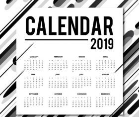 Fashion 2019 calendar template black vector