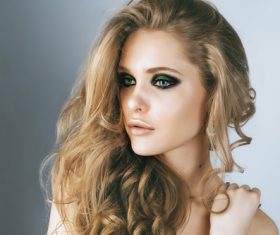 Fashion model face close up Stock Photo 01