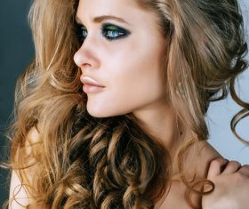 Fashion model face close up Stock Photo 02