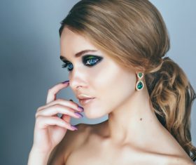 Fashion model face close up Stock Photo 03