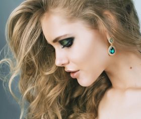 Fashion model face close up Stock Photo 05