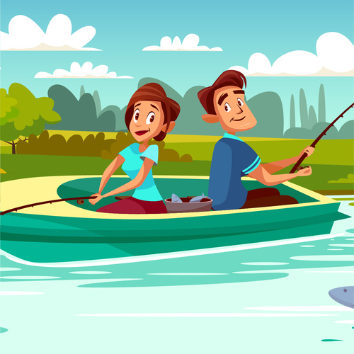 Download Fishing couple vector free download