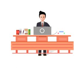 Flat office business men vector material