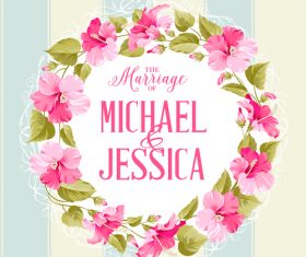 Flower hibiscus invitation card vector