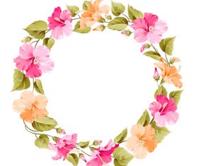 Flower hibiscus wreath vector