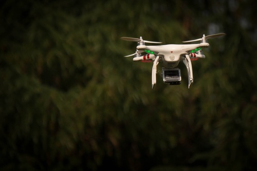 Four-axis remote drone in the air Stock Photo 08