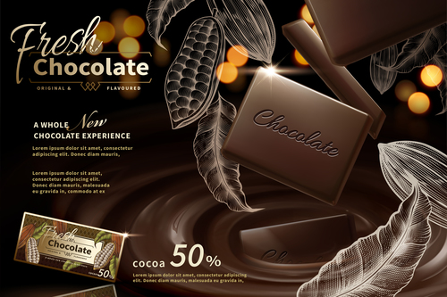 Fresh chocolate advertising poster template vectors 02