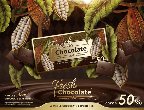 Fresh chocolate advertising poster template vectors 03