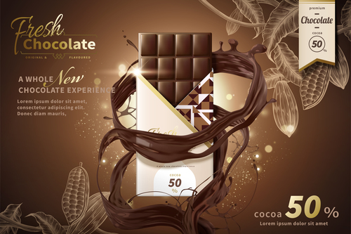Fresh chocolate advertising poster template vectors 04