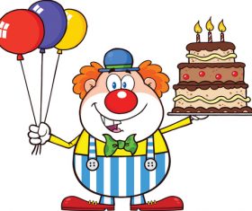 Funny clown with birthday cake vector vector