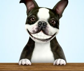 Funny dog with wooden desk vector