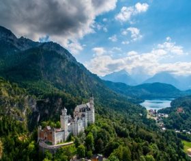 German Neuschwanstein Castle scenery Stock Photo 01