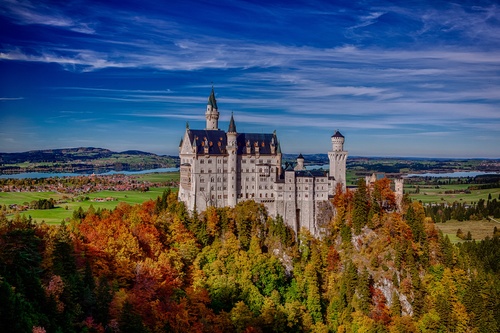 German Neuschwanstein Castle scenery Stock Photo 06