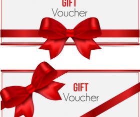 Gift voucher template with red bows vector 01