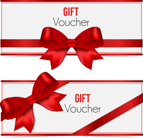 Gift voucher template with red bows vector 01