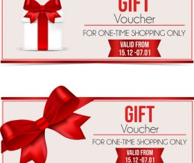 Gift voucher template with red bows vector 02