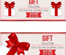 Gift voucher template with red bows vector 03