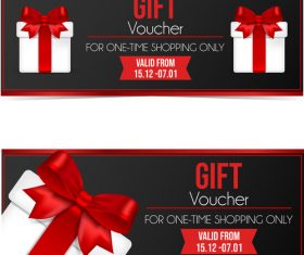 Gift voucher template with red bows vector 04