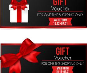 Gift voucher template with red bows vector 05