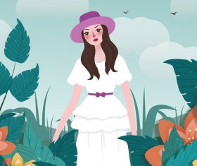 Girl illustration material vector